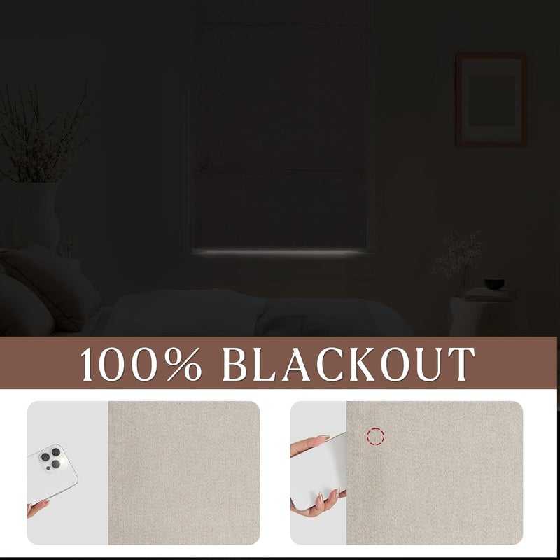 StangH Beige 100% Blackout Roman Shades, Magnetic Room Darkening Linen Blind for Doors Heat & Cold Blocking Farmhouse Window Shade for Bedroom Office, W 26 x L 72, 1 Panel - Image 3